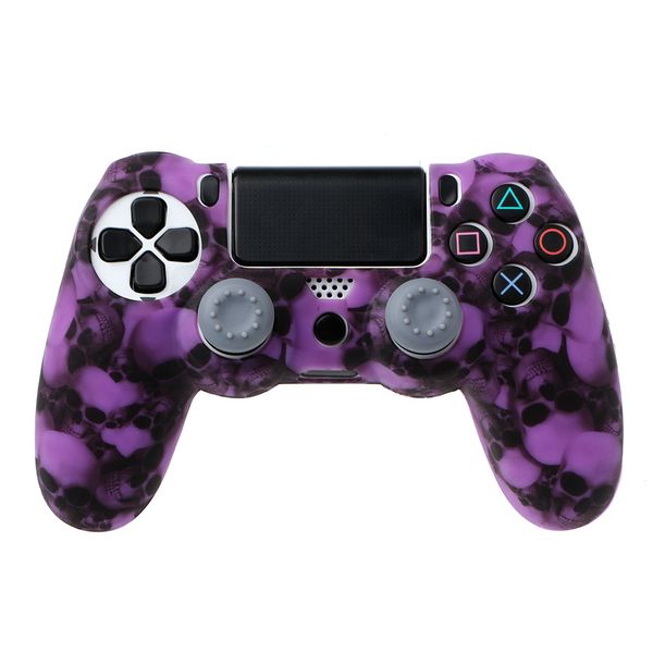 skull silicone gamepad cover case + 2 joystick caps for ps4 pro slim controller