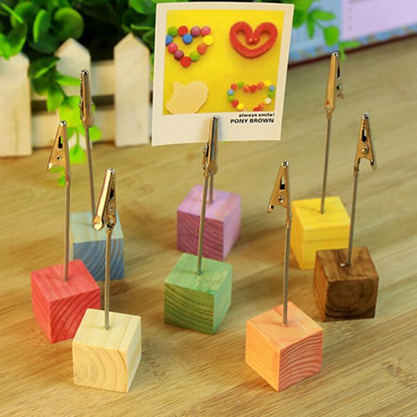 1pc 8 Cube Stand Alligator Wire Card Note Memo Table P Picture Clip Holders Craft Decoration Colors Size:2.5*1.2cm