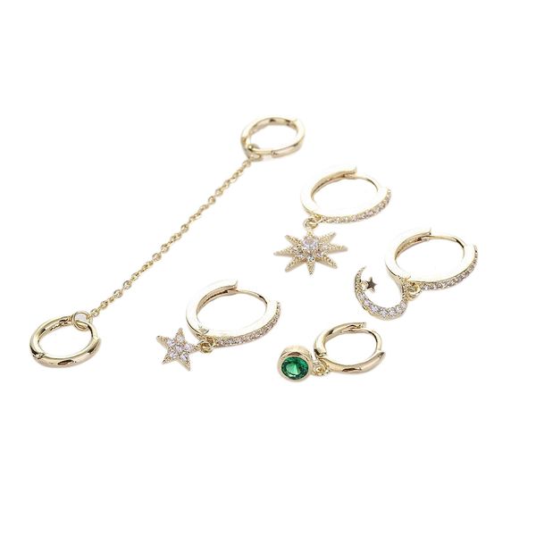 earrings star moon set women's fashion jewelry gift star moon mini inlaid zircon ear chain earrings five-piece set, Golden;silver
earrings star moon set women's fashion jewelry gift star moon mini inlaid zircon ear chain earrings five-piece set, Golden;silver