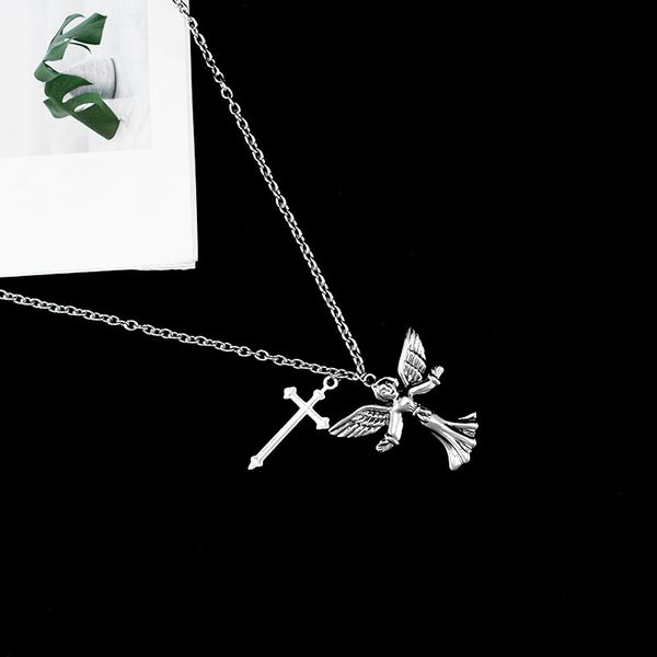 trendy angel cross long necklace for women stainless steel pendant necklaces hip hop jewelry drop shipping, Silver
trendy angel cross long necklace for women stainless steel pendant necklaces hip hop jewelry drop shipping, Silver