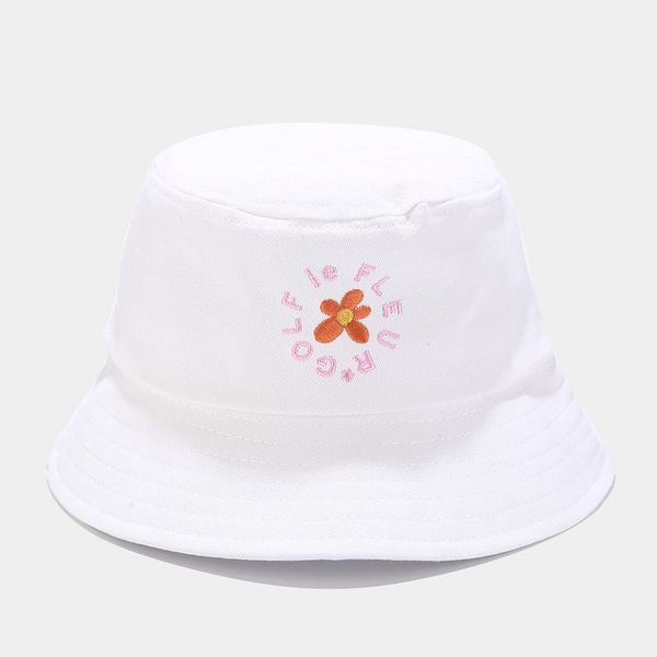 new flower embroidery basin hat female simple fisherman hat student outdoor sun