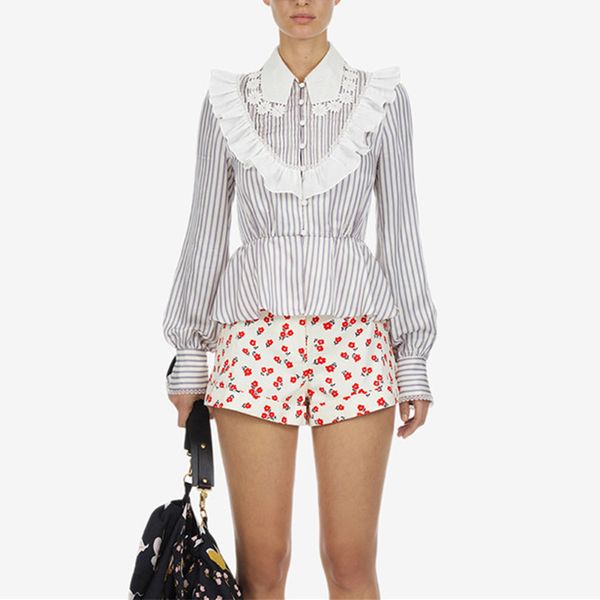 women's blouses & shirts self portrait runway designer 2021 spring women elegant ruffles button long sleeve lace patchwork striped, White
women's blouses & shirts self portrait runway designer 2021 spring women elegant ruffles button long sleeve lace patchwork striped, White