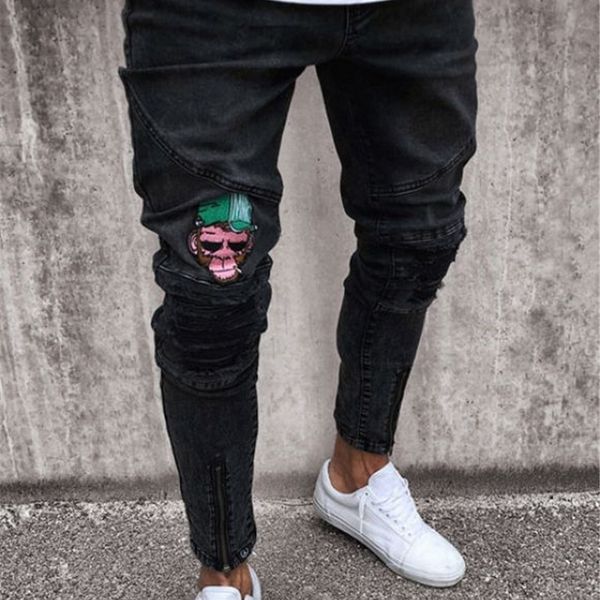 men brand embroidery jeans fashion men casual slim fit straight high stretch feet skinny jeans men's black trousers homme, Blue
men brand embroidery jeans fashion men casual slim fit straight high stretch feet skinny jeans men's black trousers homme, Blue