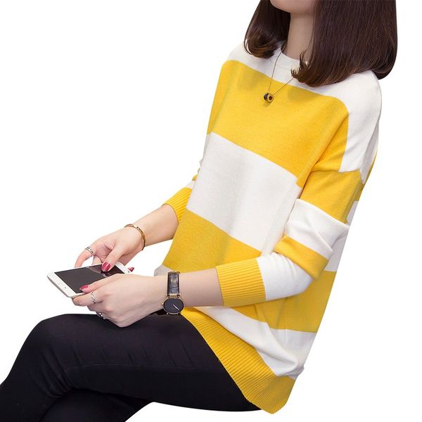 women's sweaters plus size 4xl knitted striped women casual long sleeve pullover knittwear 2021 autumn clothes loose ladies jumpers, White;black
women's sweaters plus size 4xl knitted striped women casual long sleeve pullover knittwear 2021 autumn clothes loose ladies jumpers, White;black