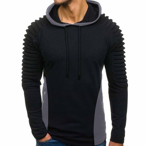 2019 new sweatshirt men splicing autumn winter pleats slim fit raglan long sleeve hoodie blouse hoodies for male, Black
2019 new sweatshirt men splicing autumn winter pleats slim fit raglan long sleeve hoodie blouse hoodies for male, Black