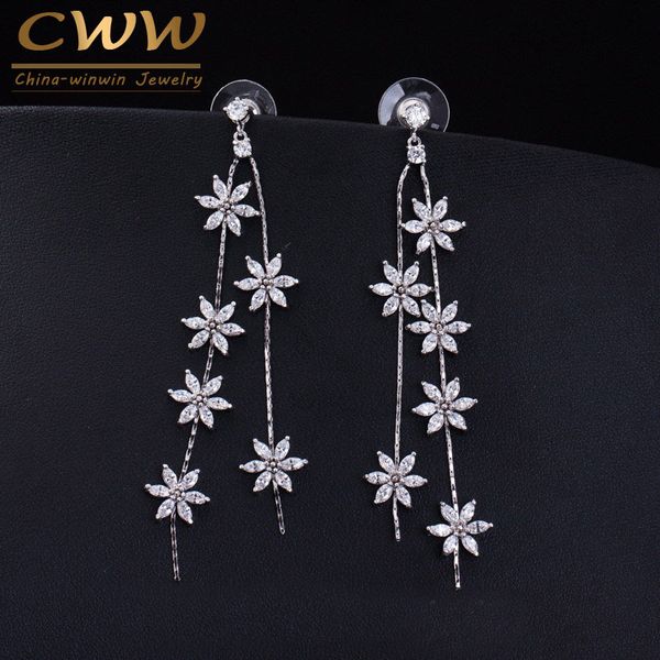cwwzircons fashion dangling style cubic zirconia pave 8.2 cm flower drop long chain earings fashion jewelry for women cz277, Golden
cwwzircons fashion dangling style cubic zirconia pave 8.2 cm flower drop long chain earings fashion jewelry for women cz277, Golden