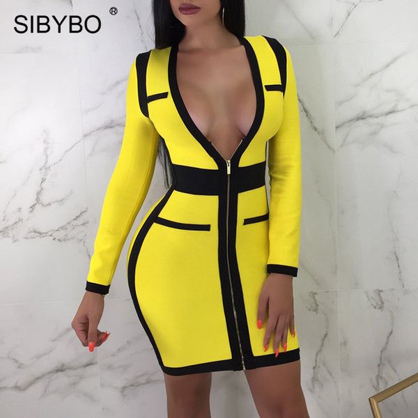 sibybo patchwork deep v-neck cotton dress women fashion 3/4 sleeve zipper mini autumn dress casual bodycon party dress y19051102, Black;pink 
sibybo patchwork deep v-neck cotton dress women fashion 3/4 sleeve zipper mini autumn dress casual bodycon party dress y19051102, Black;pink