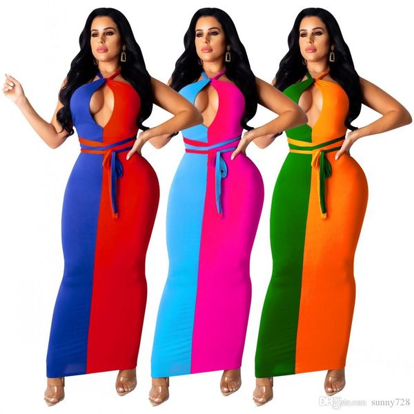 new trendy two colors spliced women bodycon dresses hollow out bust halter neck criss-cross back sash nightclub party dresses 2019, Black;gray
new trendy two colors spliced women bodycon dresses hollow out bust halter neck criss-cross back sash nightclub party dresses 2019, Black;gray