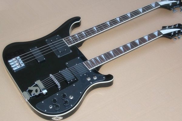 model 400 black double neck electric guitar with rosewood fretboard,white binding,4 strings+6 strings,offer customized service
model 400 black double neck electric guitar with rosewood fretboard,white binding,4 strings+6 strings,offer customized service