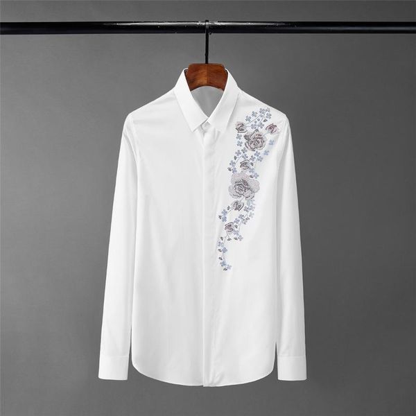 new diamond rose mens shirts luxury long sleeve casual mens dress shirts slim party male plus size 4xl, White;black
new diamond rose mens shirts luxury long sleeve casual mens dress shirts slim party male plus size 4xl, White;black
