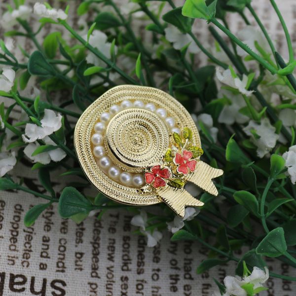 european and american retro enamel flower pearl art straw hat hat brooch gifts for women, Gray
european and american retro enamel flower pearl art straw hat hat brooch gifts for women, Gray
