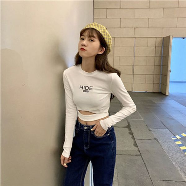 women new fashion t-shirt letter printed korean slim short length long sleeve t-shirt casual female t-shirts streetwear, White
women new fashion t-shirt letter printed korean slim short length long sleeve t-shirt casual female t-shirts streetwear, White