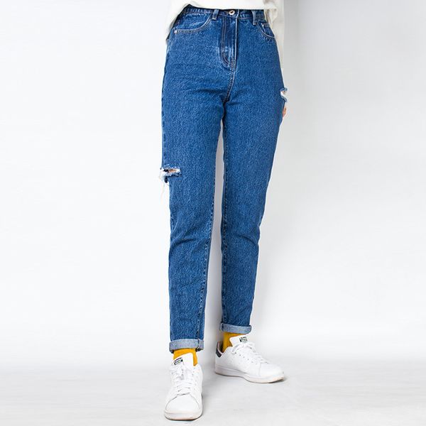 high waist straight ripped jeans side hole women baggy denim trousers female boyfriend leisure streetwear plus size pantacourt, Blue
high waist straight ripped jeans side hole women baggy denim trousers female boyfriend leisure streetwear plus size pantacourt, Blue