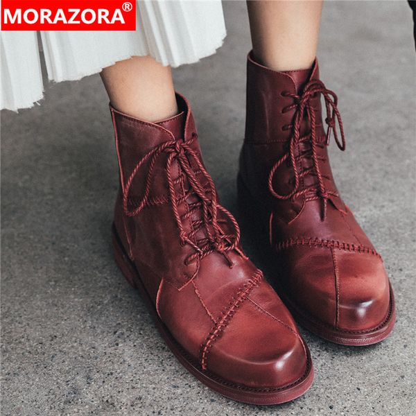 morazora 2020 motorcycle boots genuine leather ankle boots women zip lace up round toe autumn winter punk shoes woman, Black
morazora 2020 motorcycle boots genuine leather ankle boots women zip lace up round toe autumn winter punk shoes woman, Black