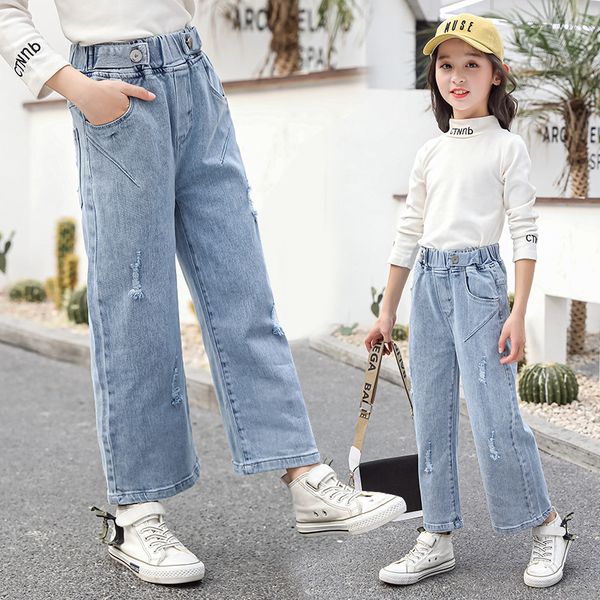 2020 new girls jeans kids spring autumn broken hole jeans fashion elastic waist trousers teen girl denim wide-leg pants, Blue
2020 new girls jeans kids spring autumn broken hole jeans fashion elastic waist trousers teen girl denim wide-leg pants, Blue