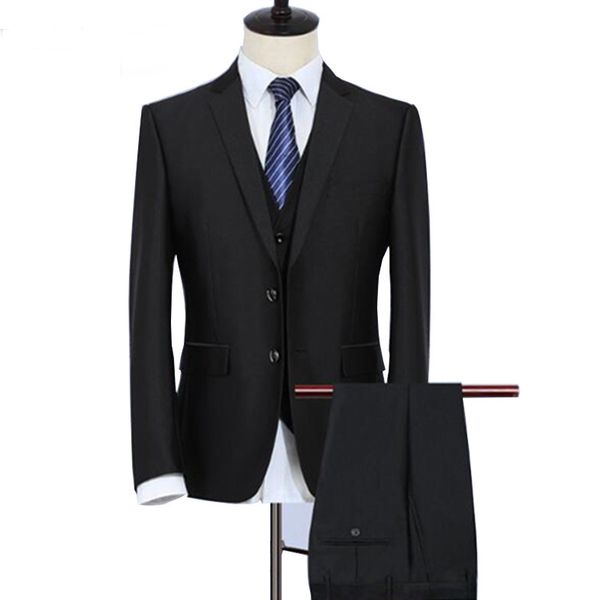black business party formal men suits wedding tuxedo three piece jacket pants vest notched lapel two button wedding groom tuxedos, Black;gray
black business party formal men suits wedding tuxedo three piece jacket pants vest notched lapel two button wedding groom tuxedos, Black;gray