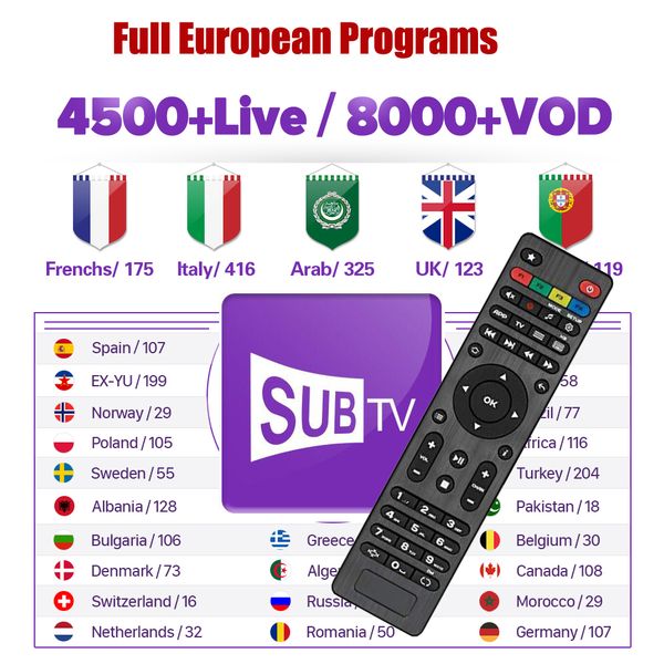 3-12 месяцев SUBTV умных программ TV Live 1year арабского французского пульт дистанционног
3-12 месяцев SUBTV умных программ TV Live 1year арабского французского пульт дистанционног