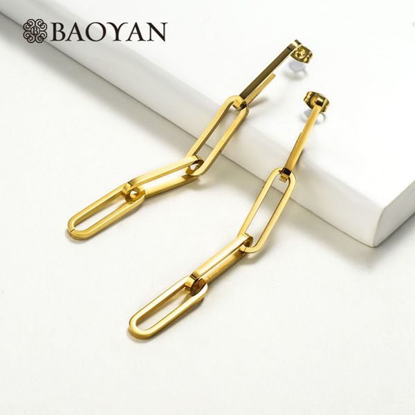 baoyan simple gold chain long earrings vintage stainless steel drop dangle earrings golden geometric for women, Silver
baoyan simple gold chain long earrings vintage stainless steel drop dangle earrings golden geometric for women, Silver