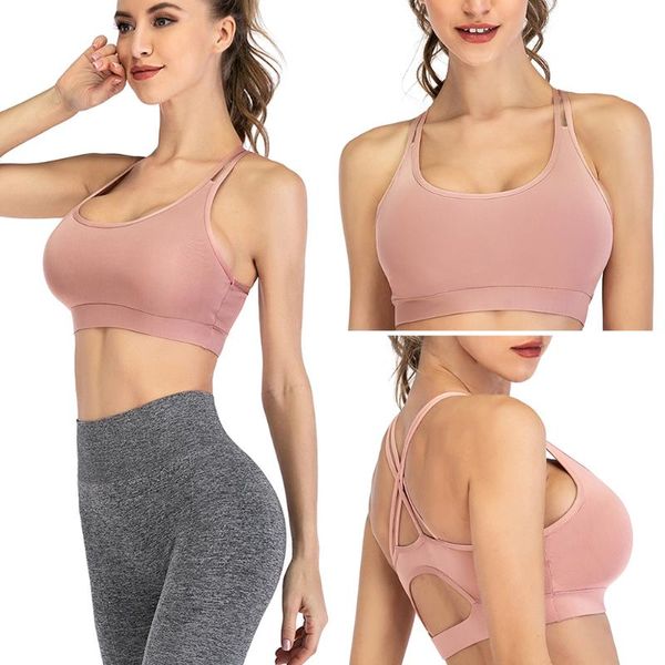 four seasons leisure pink solid color running yoga bra women fitness hollowed bandage crop vest home gym clothes equipment, White;black
four seasons leisure pink solid color running yoga bra women fitness hollowed bandage crop vest home gym clothes equipment, White;black