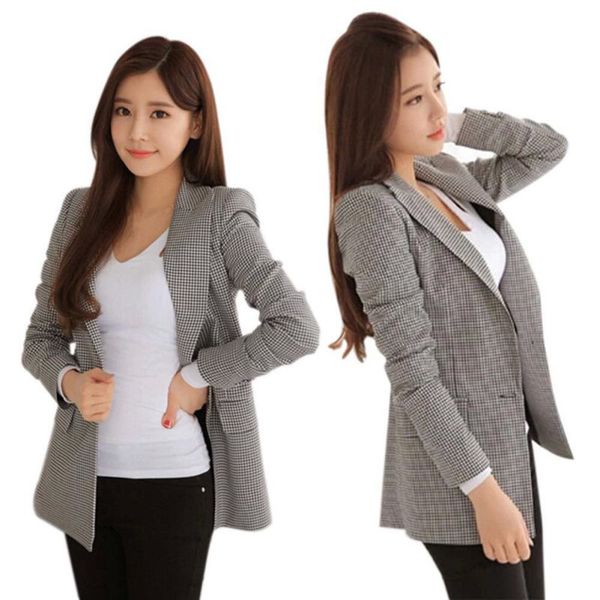 women plaid blazers and jackets suit ladies long sleeve work wear blazer plus size casual female outerwear wear work coat, White;black
women plaid blazers and jackets suit ladies long sleeve work wear blazer plus size casual female outerwear wear work coat, White;black