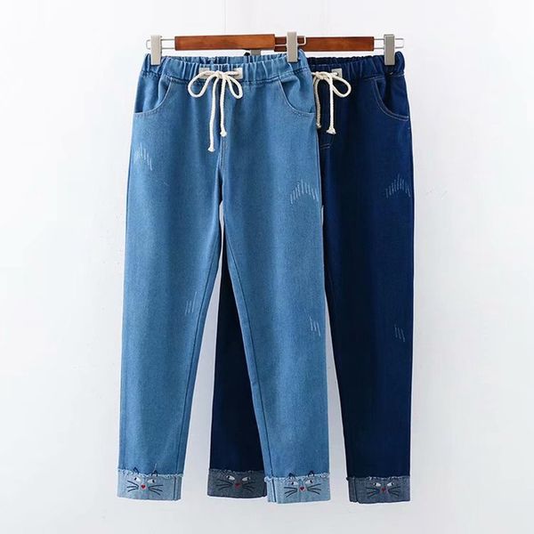 2020 casual spring women's clothes long jeans slim cartoon cat pants loose pants denim jeans mori girls pant trousers afc361, Blue
2020 casual spring women's clothes long jeans slim cartoon cat pants loose pants denim jeans mori girls pant trousers afc361, Blue