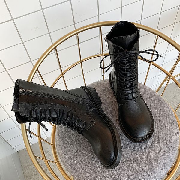leisure lace-up martin short boots casual fashion ladies shoes zipper chunky square heels round toe short boots, Black
leisure lace-up martin short boots casual fashion ladies shoes zipper chunky square heels round toe short boots, Black