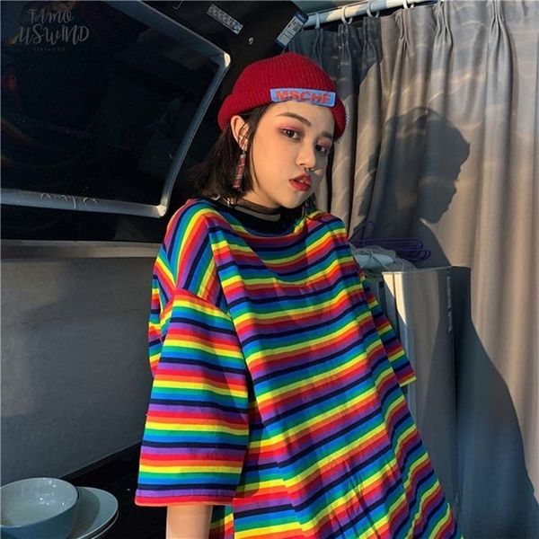 2020 streetwear summer japanese harajuku striped t shirt women casual rainbow t shirts friends vintage blusas camis, White
2020 streetwear summer japanese harajuku striped t shirt women casual rainbow t shirts friends vintage blusas camis, White