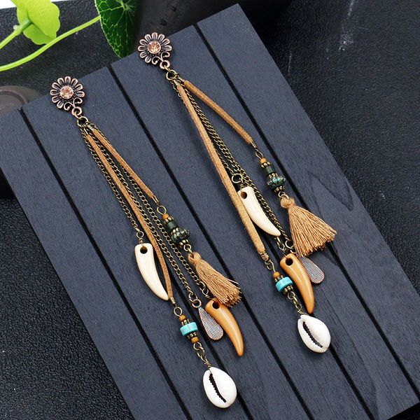 zhimo handmade bohemian long tassel white blue brown rope chain pendant earrings female shell sun flower rope for women jewelry, Silver
zhimo handmade bohemian long tassel white blue brown rope chain pendant earrings female shell sun flower rope for women jewelry, Silver