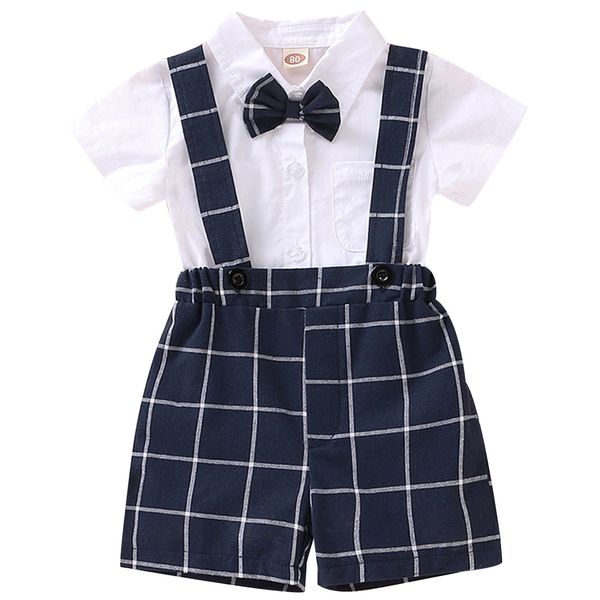 Infants Boys Clothing 2pcs Set Gentleman Bowknot Shirts And Plaid Print Strap Pants Casual Newborn Baby Boys Summer Outfits D30
Infants Boys Clothing 2pcs Set Gentleman Bowknot Shirts And Plaid Print Strap Pants Casual Newborn Baby Boys Summer Outfits D30