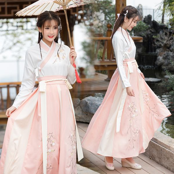white hanfu for women dance costume improved hanfu ethnic ancient han dynasty clothing cosplay stage costumes bl1240, Black;red
white hanfu for women dance costume improved hanfu ethnic ancient han dynasty clothing cosplay stage costumes bl1240, Black;red