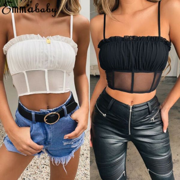 us women's casual elastic strap summer ruched tank mesh vest chiffon crop black white camis summer
us women's casual elastic strap summer ruched tank mesh vest chiffon crop black white camis summer