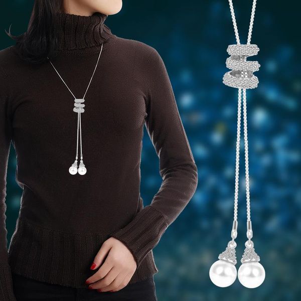 tassel pendant necklace rhinestone crystal pearl long chain necklace new fashion women metal long sweater party necklaces jewelry, Silver
tassel pendant necklace rhinestone crystal pearl long chain necklace new fashion women metal long sweater party necklaces jewelry, Silver