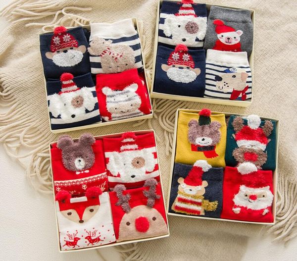christmas socks autumn and winter new jacquard cartoon cotton women socks gift box four pairs 02, Black;white
christmas socks autumn and winter new jacquard cartoon cotton women socks gift box four pairs 02, Black;white