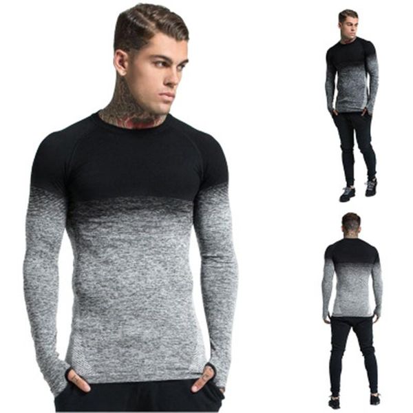 gradient long sleeves man tshirt clothing autumn slim thin designer round neck fashion style casual tee male clothing, White;black
gradient long sleeves man tshirt clothing autumn slim thin designer round neck fashion style casual tee male clothing, White;black