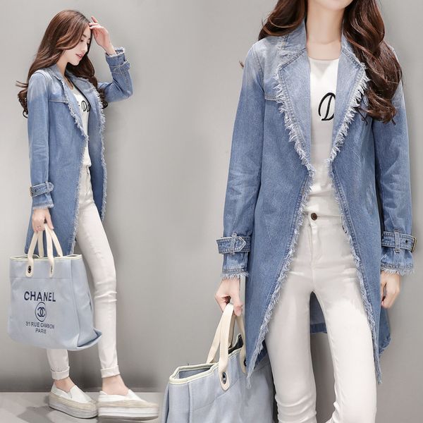 new slim denim windbreaker\trench women's fringed hair outside long casual cardigan female denim windbreaker, Tan;black
new slim denim windbreaker\trench women's fringed hair outside long casual cardigan female denim windbreaker, Tan;black