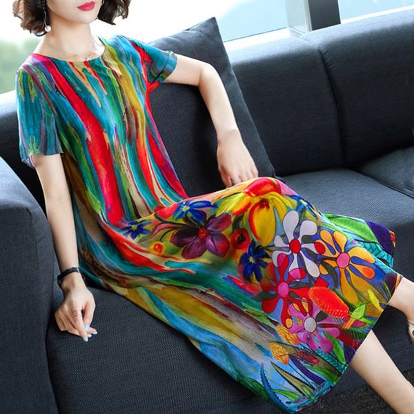 plus size elegant chiffon silk dress 2019 summer casual vintage loose women dresses fashion patchwork print dresses vestidos, Black;gray
plus size elegant chiffon silk dress 2019 summer casual vintage loose women dresses fashion patchwork print dresses vestidos, Black;gray