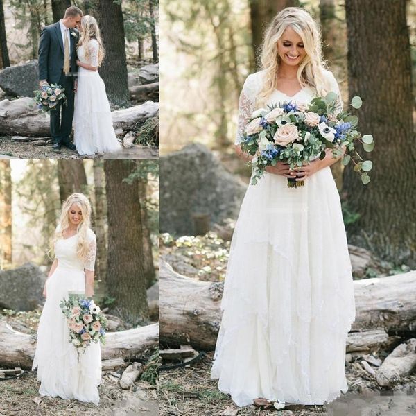 modest western country boho wedding dresses elegant lace v neck half sleeves long bohemian bridal gowns plus size robe de, White
modest western country boho wedding dresses elegant lace v neck half sleeves long bohemian bridal gowns plus size robe de, White