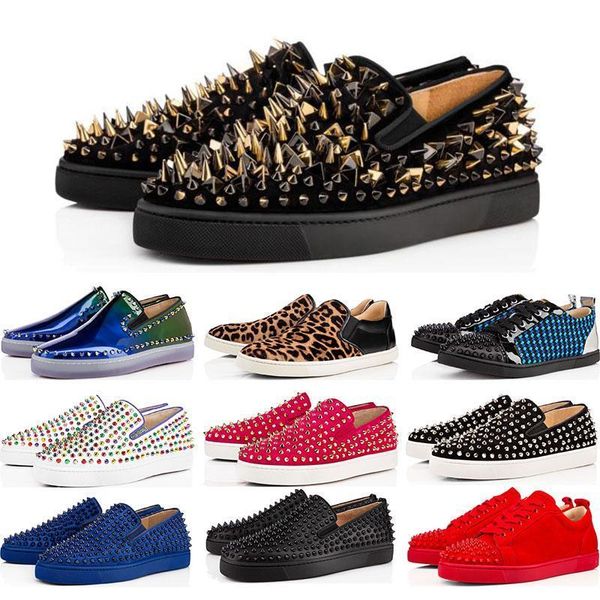 2019 designer brand studded spikes flats shoe red bottoms shoes luxury men womens party lovers genuine leather sneakers size 36-46 d09, Black
2019 designer brand studded spikes flats shoe red bottoms shoes luxury men womens party lovers genuine leather sneakers size 36-46 d09, Black
