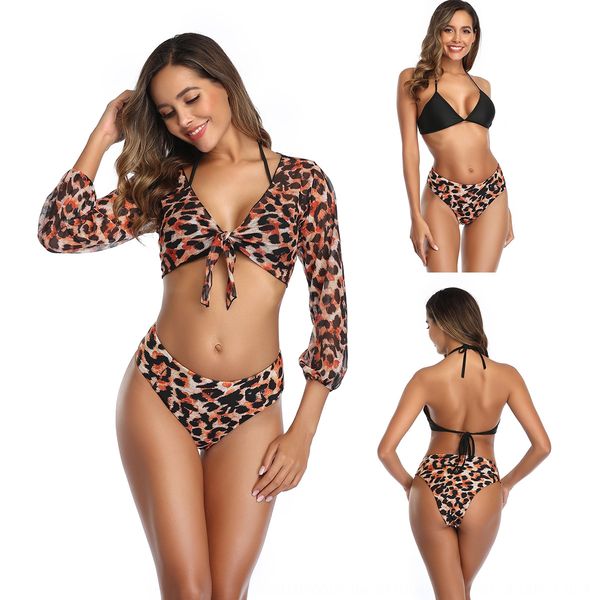 2020 women's leopard point split swimsuit bikini bikini blouse three-piece swimsuit, White;black
2020 women's leopard point split swimsuit bikini bikini blouse three-piece swimsuit, White;black