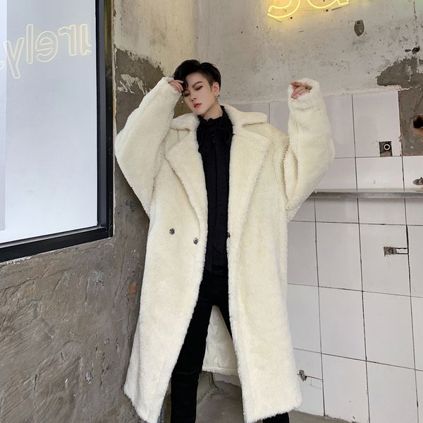 men's fashion long plush coat fashion suit collar long coat warm lamb fur thick trench jacket tide, Black
men's fashion long plush coat fashion suit collar long coat warm lamb fur thick trench jacket tide, Black