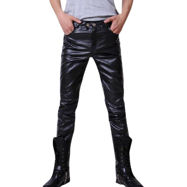 men's pants fashion man leather autumn winter moto biker slim fit black men trousers high elastic #cl30
men's pants fashion man leather autumn winter moto biker slim fit black men trousers high elastic #cl30