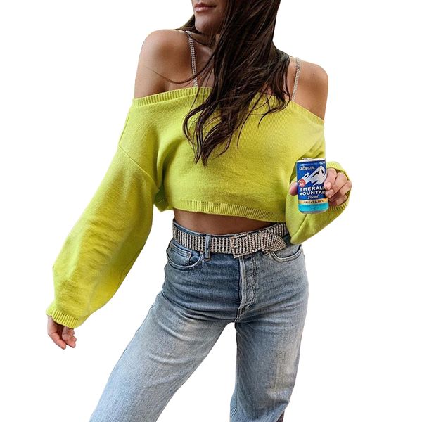 2019 autumn women chain slash neck off shoulder long sleeve solid color casual street knitting short sweater t1734745, White;black
2019 autumn women chain slash neck off shoulder long sleeve solid color casual street knitting short sweater t1734745, White;black
