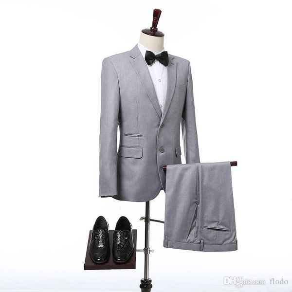 light gray wedding groomsmen tuxedos 2017 two piece notched lapel two button slim fit custom made men suits (jacket + pants + tie, Black;gray
light gray wedding groomsmen tuxedos 2017 two piece notched lapel two button slim fit custom made men suits (jacket + pants + tie, Black;gray