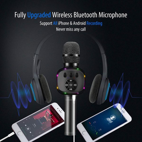 2019 модернизированный bluetooth микрофон караоке, беспроводная pop speaker echo mic с динамической светодиодной подсветкой для дома / stage
2019 модернизированный bluetooth микрофон караоке, беспроводная pop speaker echo mic с динамической светодиодной подсветкой для дома / stage