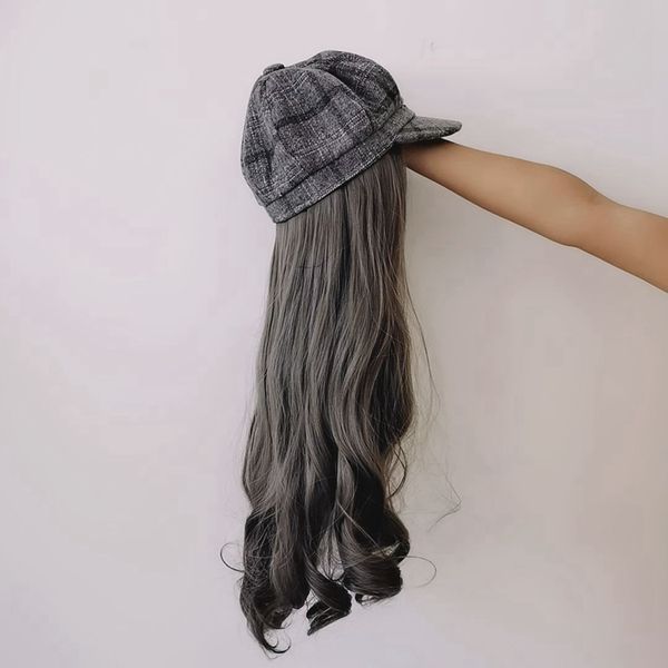 female long hair wigs octagonal cap full head big curly hair wave grid network red wig one removable visors, Blue;gray
female long hair wigs octagonal cap full head big curly hair wave grid network red wig one removable visors, Blue;gray
