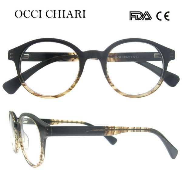 

occi chiari 2018 vintage design round acetate retro optical glasses frames women clear lens eyeglasses spectacles w-cerolini, Black