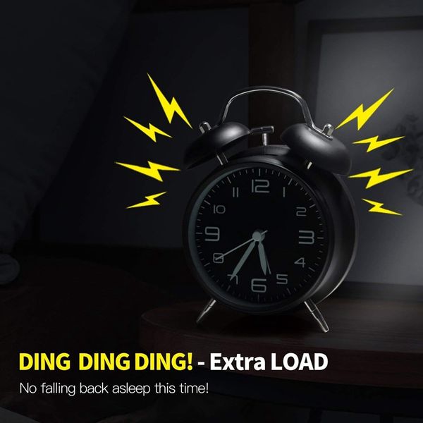 4 inch twin bell alarm clock metal frame 3d dial with backlight function desk table clock for home & office black
4 inch twin bell alarm clock metal frame 3d dial with backlight function desk table clock for home & office black