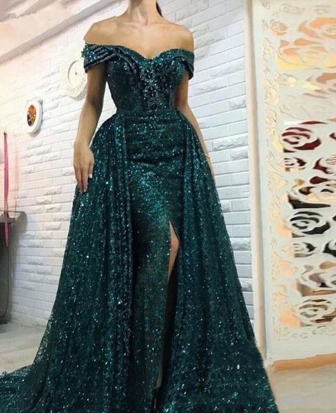 sparkling sequined mermaid dresses evening wear with long overskirts side split off shoulder prom dresses pageant party gowns, Black;red
sparkling sequined mermaid dresses evening wear with long overskirts side split off shoulder prom dresses pageant party gowns, Black;red