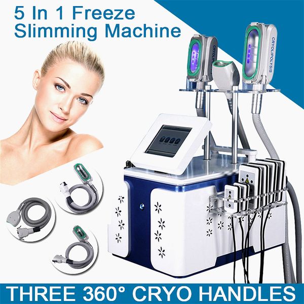 2020 multifunction 5 in 1 cryolipolysis slimming machine 3 cryolipolysis handles cavitation rf 360° mini fat e handle ce approved