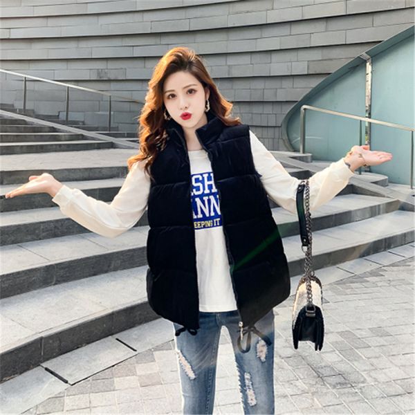 colete velvet new solid warm autumn 2019 women cotton outwear sleeveless vest jacket waistcoat winter sleeveless pocket coat, Black;white
colete velvet new solid warm autumn 2019 women cotton outwear sleeveless vest jacket waistcoat winter sleeveless pocket coat, Black;white
